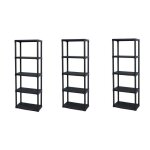 Tood lot de 3 etagres en rsine - 5 tablettes - 60 x 30 x 76 cm - noir