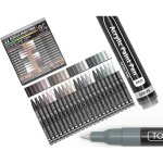 Tooli - art lot de 22 stylos peinture acrylique pro color series - pointe extra fine 07 mm - gris