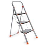 Toolland escabeau 3 marches pliant avec barre de s�curit� �chelle domestique l�g�re en m�tal avec rev�tement ...