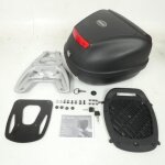 Top case piaggio typhoon 50 - noir - contenance 1 casque - support en aluminium gris