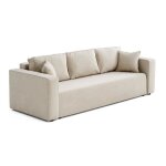 Topaze - canap 3 places - convertible avec coffre - en tissu - beige