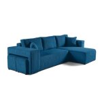 Topaze - canap dangle rversible 4 places - convertible avec coffre tablette et poufs - en velours ctel ...