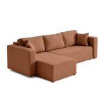 Topaze - canap dangle rversible - 4 places - convertible avec coffre - en tissu bouclette - terracotta ...