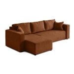 Topaze - canap� dangle r�versible - 4 places - convertible avec coffre - en tissu velours relief - terracotta ...