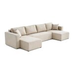 Topaze - canapé panoramique - 7 places - convertible avec coffre - en tissu - beige Topaze - canapé panoramique - 7 places - convertible avec coffre - en tissu - beige
