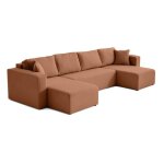 Topaze - canap� panoramique en u - 7 places - convertible avec coffre - en tissu bouclette - terracotta ...