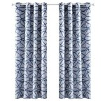 Topfinel rideaux occultant - 140x160cm - bleu marine motif rayures gomtriques - 2pcs