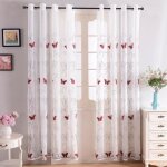 Topfinel rideaux voilage 140x260cm - blanc brodés papillons rouge - décoration salon chambre cuisine ... Topfinel rideaux voilage 140x260cm - blanc brodés papillons rouge - décoration salon chambre cuisine ...