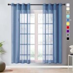 Topfinel rideau voilage no�l - en effet lin bleu marine - grande largeur 300cm x 260cm