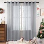 Topfinel rideau voilage noël - en effet lin gris - grande largeur 300cm x 260cm Topfinel rideau voilage noël - en effet lin gris - grande largeur 300cm x 260cm