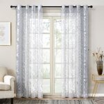 Topfinel voilage - grande largeur 300x250cm - imprimé à motif fleur gris - pour salon chambre cuisine ... Topfinel voilage - grande largeur 300x250cm - imprimé à motif fleur gris - pour salon chambre cuisine ...