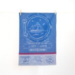 Torchon de cuisine - jacquard bleu fonc - 50x70 cm - 100% coton - sardines bleu - autrefois