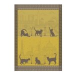 Torchon tiss� jacquard chat ville coton 50 cm x 70 cm