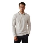Torrente couture polo homme manches longues uni poche blanc homme