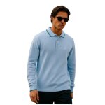 Torrente couture polo homme manches longues uni poche bleu homme