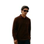 Torrente couture polo homme manches longues uni poche marron homme