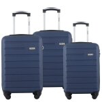Tortue - set de 3 valises 55cm - 65cm - 75cm - abs - 4 roulettes doubles - cadenas integr - bleu marine ...