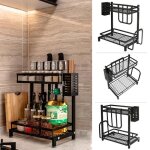 Totu gouttoir 2 couches tagre  epice en acier inox de cuisine 34 * 21cm plat  pices + support ...