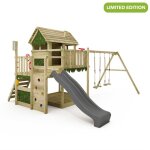 Tour de jeux bois fatmoose mightymansion move xxl avec maison sur pilotis toboggan 220 cm anthracite ...