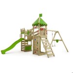 Tour de jeux bois fatmoose riverrun royal xxl avec double balan�oire toboggan pomme vert et pont suspendu ...