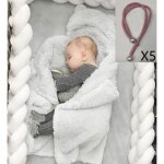 Tour de lit bébé 3m tresse garcon fille douce avec cordon maintenir la tresse - blanc Tour de lit bébé 3m tresse garcon fille douce avec cordon maintenir la tresse - blanc
