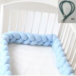 Tour de lit bébé 3m tresse garcon fille douce avec cordon maintenir la tresse - bleu Tour de lit bébé 3m tresse garcon fille douce avec cordon maintenir la tresse - bleu