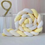 Tour de lit bébé 3m tresse garcon fille douce avec cordon maintenir la tresse - jaune blanc Tour de lit bébé 3m tresse garcon fille douce avec cordon maintenir la tresse - jaune blanc