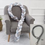 Tour de lit bébé 4m tresse garcon fille douce avec cordon maintenir la tresse - bleu blanc gris Tour de lit bébé 4m tresse garcon fille douce avec cordon maintenir la tresse - bleu blanc gris