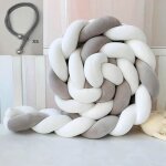 Tour de lit bébé 4m tresse garcon fille douce avec cordon maintenir la tresse - gris blanc Tour de lit bébé 4m tresse garcon fille douce avec cordon maintenir la tresse - gris blanc