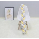 Tour de lit bb coussin serpent coussin tress pare - chocs velours 3m - blanc + gris + jaune