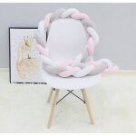 Tour de lit bb coussin serpent coussin tress pare - chocs velours 3m - blanc + gris + rose - 300cm ...