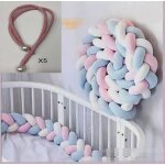 Tour de lit bébé - insfity - tresse 4m - douce et confort - maintien avec 5 cordons - bleu rose blanc ... Tour de lit bébé - insfity - tresse 4m - douce et confort - maintien avec 5 cordons - bleu rose blanc ...