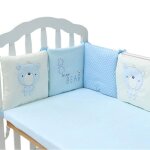 Tour de lit bb qianle - 6 pices 30x30cm - coton mlang - beige et bleu