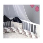 Tour de lit coussin serpent - hawuj - 3m tress� velours 2 gris 2 blanc - b�b�