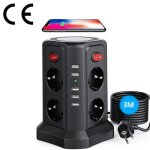 Tour multiprise parasurtenseur chargeur sans fil 8 prises 5 ports usb - leoclotho - 3m