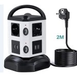 Tour multiprise 6 prises et 4 usb avec 2m c�ble 2500w / 10a multiprises parasurtenseur parafoudre pour ...