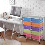 Tour de rangement avec 15 tiroirs chariot de rangement amovibles avec roulettes pour bureau 63 x 37 x ...