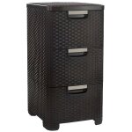 Tour de rangement - chocolat - 3 x 14 l - rotin - lgant - pratique