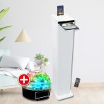 Tour de son hifi blanche avec lecteur cd bluetooth radio fm usb 60w tlco jeu de lumire boule led colonne ...