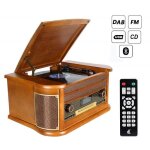 Tourn disqu dl platine vinyle &dab bluetooth vintagerecord player radio fm - lecteur cd - mp3 - cassette ...