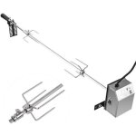 Tournebroche bbq mvpower en acier inoxydable - automatique rotatif 107cm - 4w 220 - 240v 50hz