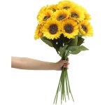 Tournesols artificiels - holisane - 60 cm - jaune - 6 pi�ces - t�te de fleur 15 cm - longue tige flexible ...