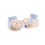 Toutou chien baby - bow bleu chaussons souples chaussettes �pais naissance b�b� 0 / 6 mois