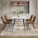 Toys s - lot de 4 chaises de salle � manger chaise de cuisine rembourr�e en simili cuir vintage pieds ...