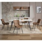 Toys s - lot de 6 chaises de salle � manger chaise de cuisine rembourr�e en simili cuir vintage pieds ...