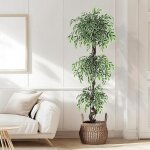 Toys s - plante artificielle - ficus artificiel pleureur vert - 180 cm en pot blanc