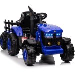 Tracteur �lectrique enfants 12v avec remorque amovible double moteur 35w 6 pneus musique phares led klaxon ...