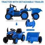 Tracteur electrique enfant 6v - remorque - 2 moteur 25w - eclairage led - klaxon - port usb - bleu