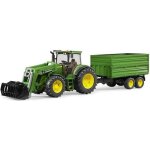 Tracteur john deere 7930 avec fourche et remorque double niveau - bruder - jouet pour garon de 3 ans ...