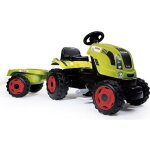 Tracteur  pdales farmer xl + remorque - smoby - claas - sige ajustable - capot ouvrant - vert